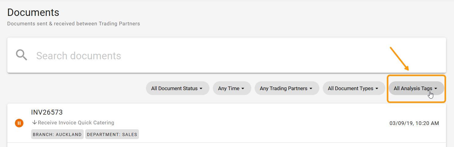 Filter by Analysis tags in Documents page